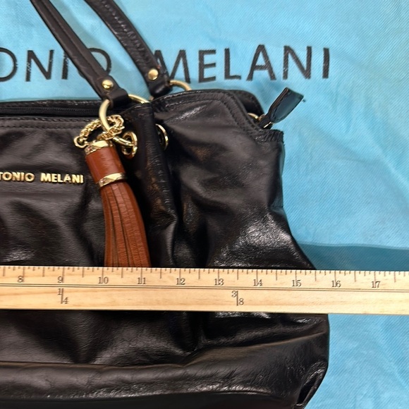 ANTONIO MELANI Black Leather Tote with Gold Hardware - Picture 13 of 16